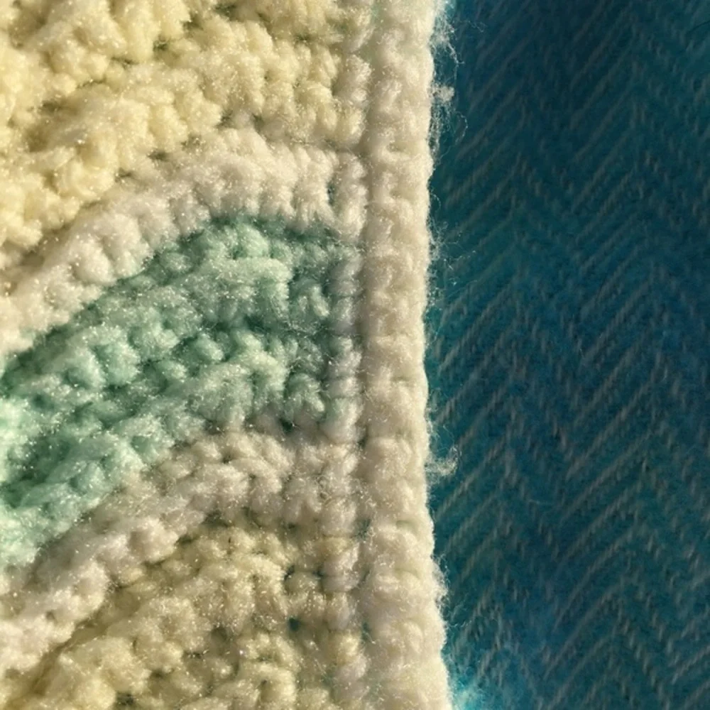 Handmade Knitted Chevron Pattern Baby Blanket